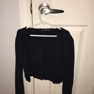 navy cropped button up cardigan